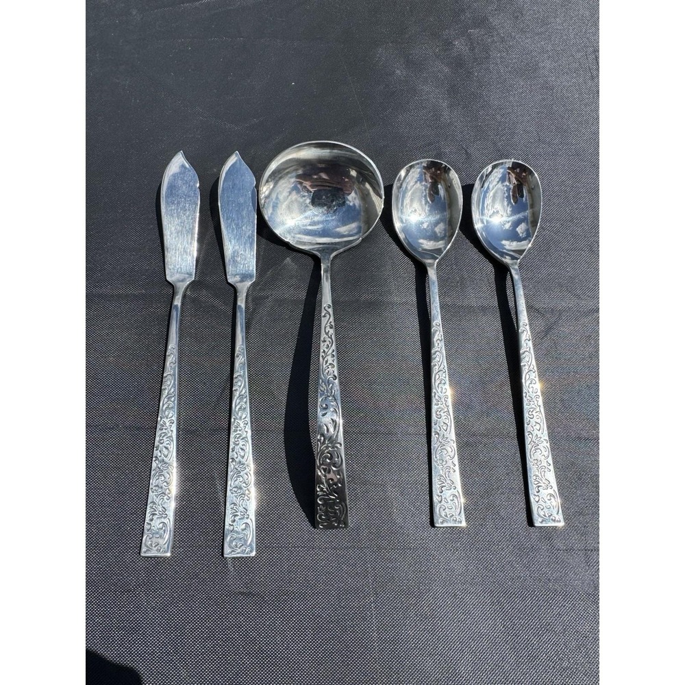 Stanley Roberts Madrilla Stainless Lot Of 7 - Ladle- Spoons-Fork-master Butter